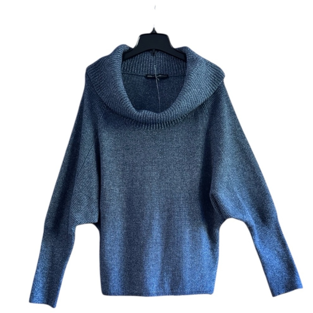 White House Black Market Large Heather Indigo Cowl Neck Dolman Sleeve Sweater